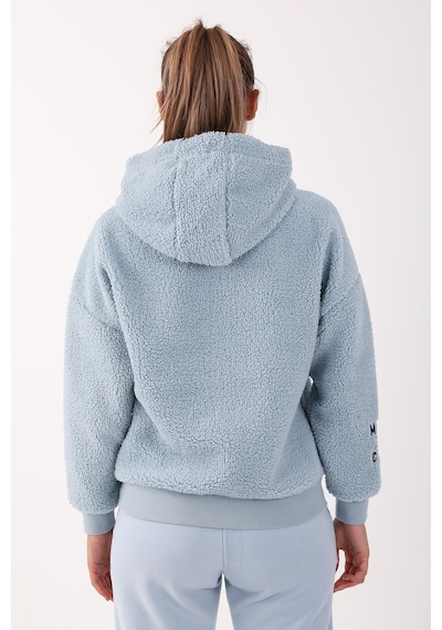 Maraton Sportswear Comfort Kadın Kapşonlu Uzun Kol Basic Sisli Mavi Sweatshirt 21443-sisli Mavi
