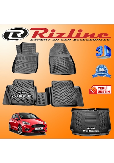 Ford Fiesta 3D Paspas + Bagaj Havuzu 2018 Sonrası Set Rizline N11.24686