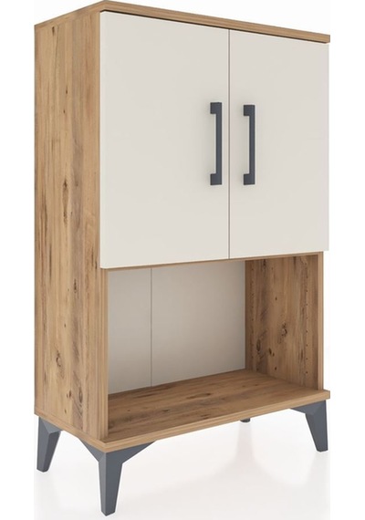 Arges Komodin 2 Raflı 2 Kapaklı 60x30x96 Çam-aytaşı Atlas Çam
