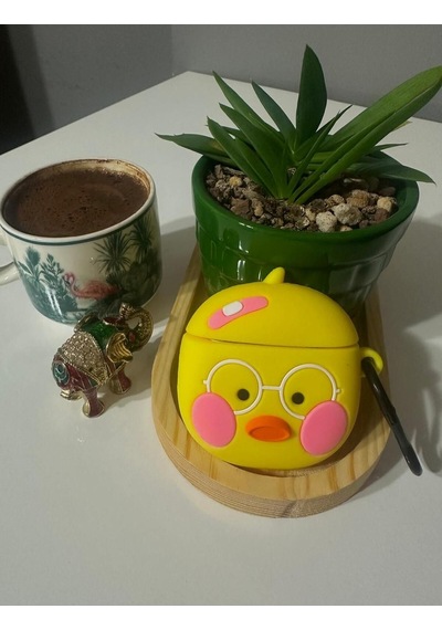 Apple Uyumlu iPhone 1/2. Nesil  Koruyucu Bluetooth Kulaklık Kılıfı Cute Duck Figürlü Cute Duck Airpods 1/2. Nesil