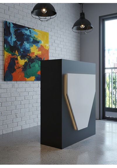 Resital Ledli Karşılama Bankosu G-90 Cm Ofis Kasa Resepsiyon Masası Banko-001-4-1