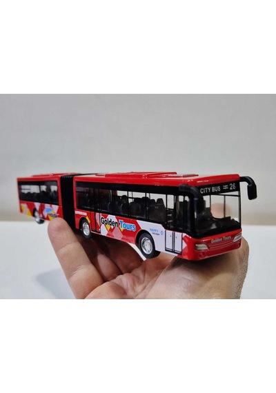 Oyuncak Otobüs Körüklü 22cm Şehir Yolcu Otobüsü Kırılmaz Metrobüs Kırmızı Kırmızı