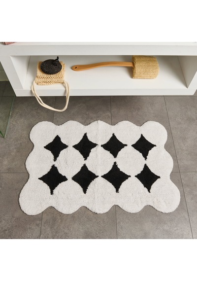 Soft Elegant Curves Tufting Banyo Paspası - Siyah - 60x90 Cm Çok Renkli