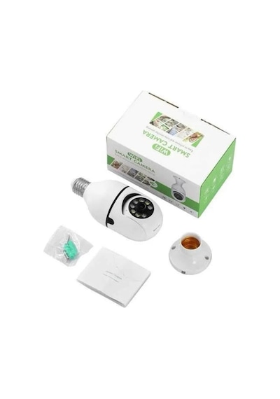 Ev Kamerası Wifi Kamerası Gece Görüşlü Akıllı Ampül Kamera Beyaz