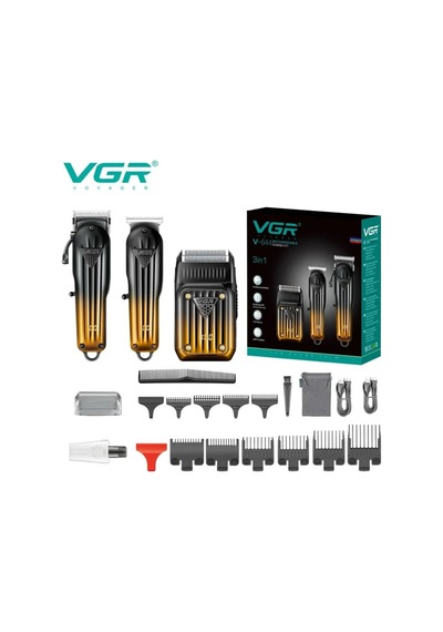 V-644 Gold Serisi 3'ü 1 Arada Saç Sakal Tıraş Makinesi Seti