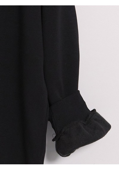 Lcw Everyday Siyah Kapüşonlu Oversize Kadın Fermuarlı Sweatshirt