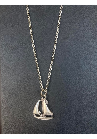 Yelkenli Yat Unisex Kolye Gri