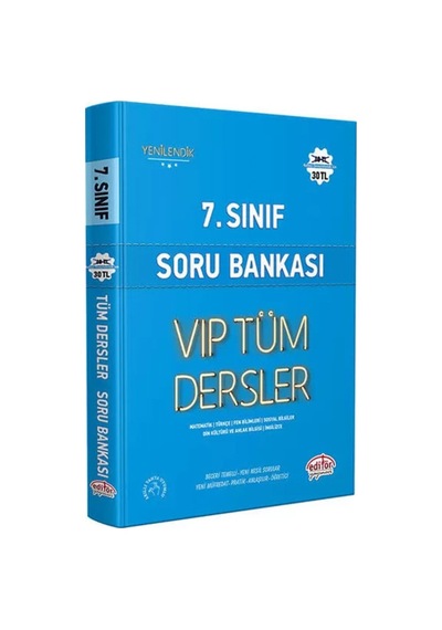 7 Sınıf Vip Tüm Dersler Soru Bankası Mavi Kitap Editör Yayınları