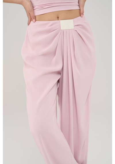 Mai Studios Loose Pile Detaylı Pembe Dökümlü Pantolon