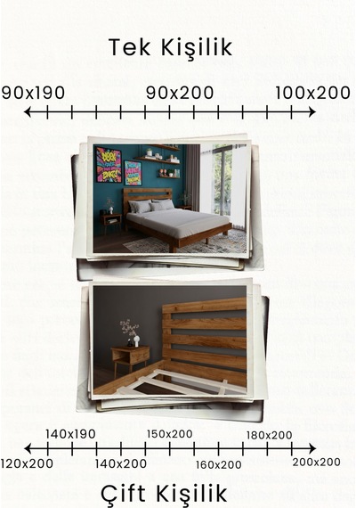 Renazzo Urban New Masif Ahşap Karyola Ceviz 120x200 Ceviz - 120 X 200