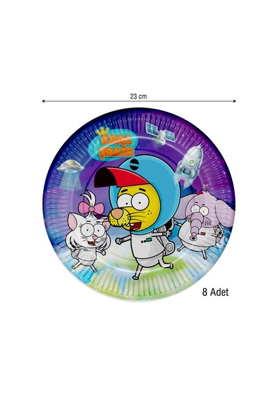 Kral Şakir Uzayda Karton Tabak 23 CM 8'li
