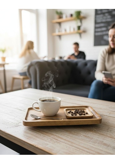 Akasya Ahşap Baharat Altlığı & Sunum Standı Mien Baharatlık Tepsi Sunumluk Kahverengi