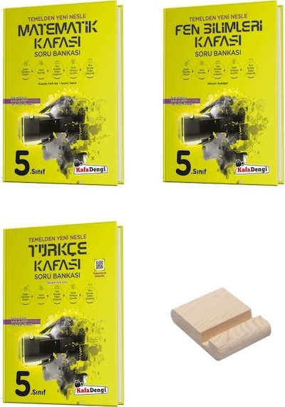 Kafa Dengi 5. Sınıf Matematik Fen Ve Türkçe Kafası Soru Bankası 3lü Set + Telefon Standı