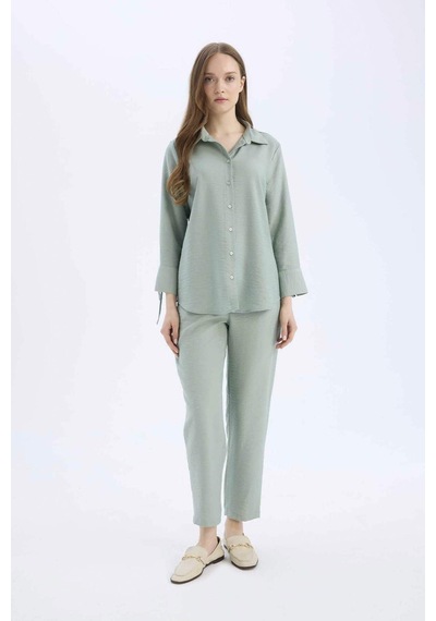 DeFacto Regular Fit Basic Düz Uzun Kollu Gömlek C3819AX25SPGN1110