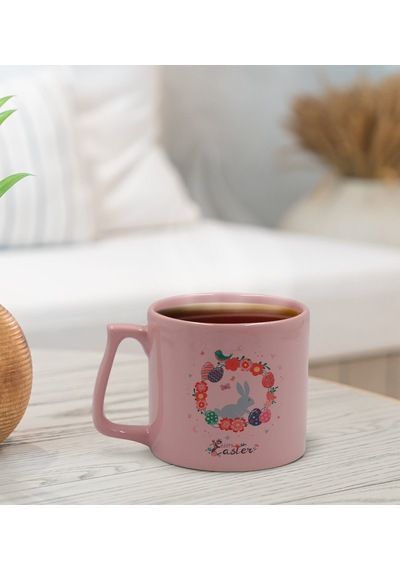 Bk Gift Happy Easter Tasarımlı Pastel Pembe Middle Kupa Bardak, Arkadaşa Hediye, Ev Hediyesi, Paskalya Bayramı Hediyesi, Ofis Hediyesi-11