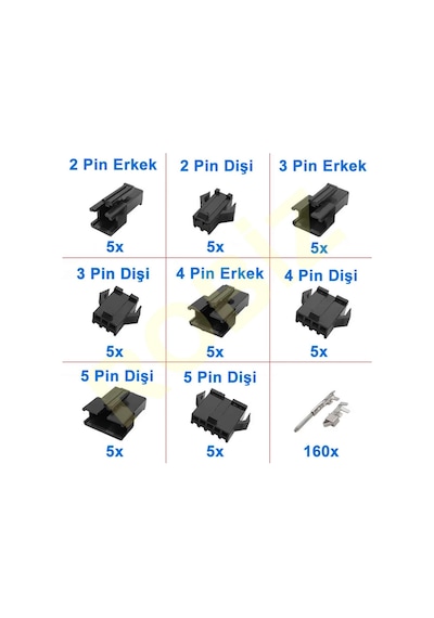 Jst Sm Konnektör Set 200 Parça Set Kutulu 2 3 4 5 Pin Erkek Dişi Terminal Konnektör Sıkmalı Pin