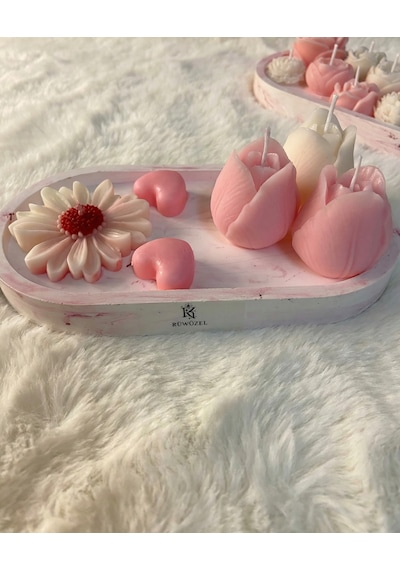 Rüwüzel Çiçek Esintisi Soya Mum Pembe - Beyaz