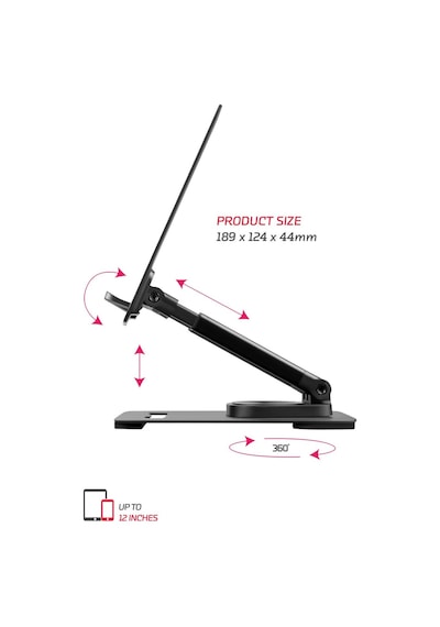 Vorcom TMS30 4 Eksenli 360 Derece Dönen Tüm Tablet ve Telefonla Uyumlu Ayaklı Stand