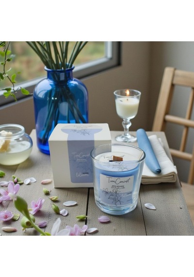 Kokulu Mum - 150 Gr Ahşap Fitilli Kokulu Mum %100 Doğal Soya Mumu Özel Hediye Kutulu Parafinsiz Saf Soya Wax Lilyum Diğer