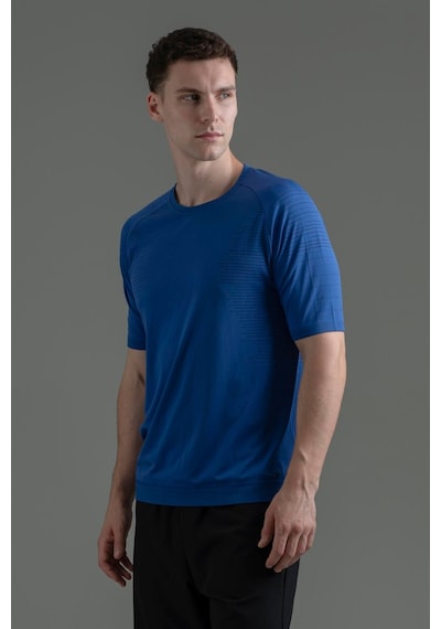 Maraton Slimfit Erkek Bisiklet Yaka Saks- T-shirt Saks-