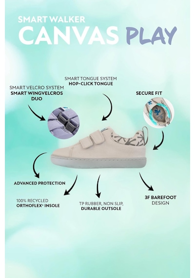 Smart Walker Canvas Play Beyaz Barefoot Çocuk Ayakkabı