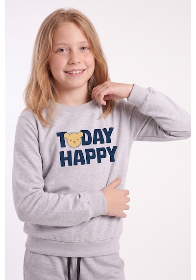 Fyk Kids Kız Çocuk Baskılı Bisiklet Yaka Çift Cepli Eşofman Takımı Gri