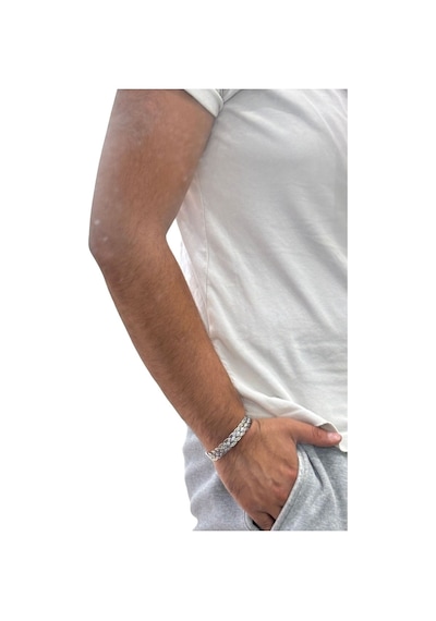 Oya Silver Kalın Örgü Gümüş Bilezik Oya-kly-001