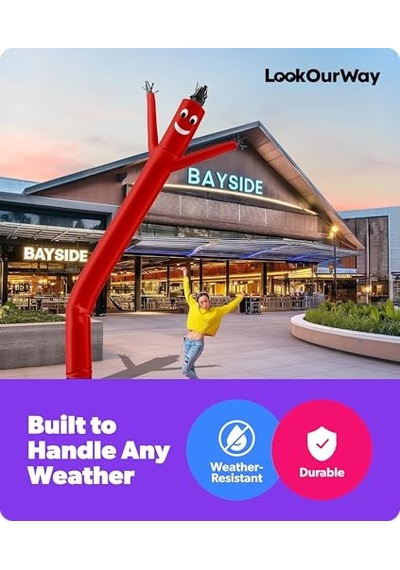 Inflatables Lookourway Air Dansçı Hoch Tube Man Şişirilebilir Sabitleme 20-feet 20'kırmızı Çok Renkli