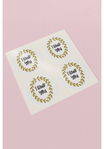 90 Adet Thank You Teşekkür Etiketi Gold Çelenkli 3x3cm St2014 Çok Renkli