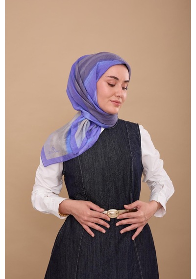 Silk Home Olinda İpek Eşarp 47005-01 Gümüş, Mor, Mavi, Koyu Mor