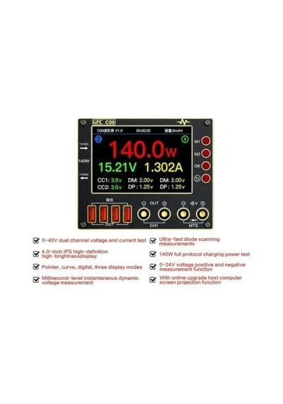 İ2c C09 Dijital Dalga Formu Ampermetresi 0-40v 8a Şarj Ve Voltaj Test Cihazı