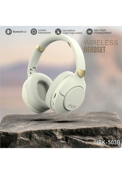 Ibk-503b Kablosuz 5.3 Bluetooth Hafıza Kart Destekli Kulak Üstü Kulaklık Beyaz 12 Saat Pil Ömrü 400mah Dahili Pil