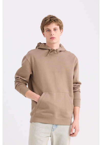 DeFacto Regular Fit Kapüşonlu Kanguru Cepli İçi Yumuşak Tüylü Basic Düz Sweatshirt X8283AZ25SPBN229