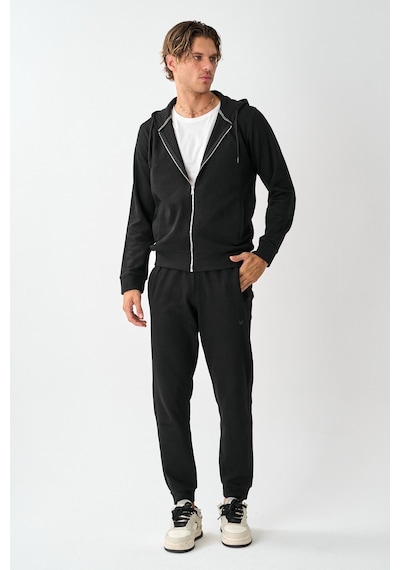 Dechers Tech Fleece Double Face Kapüşonlu Erkek Eşofman Takım E213-2 Siyah