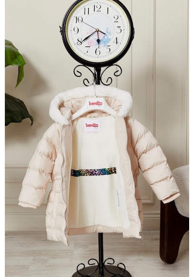 Benitto Kids Kız Bebek Kapüşonlu Kışlık Mont 51333 Bej