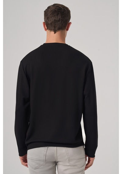Morven Erkek Siyah Trend Baskılı Bisiklet Yaka Sweatshirt 26ks063008001 Siyah