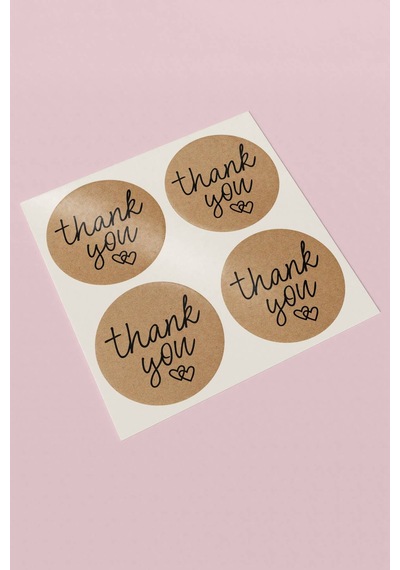 Kraft Kalpli Thank You Sticker 3x3cm St2337 Çok Renkli