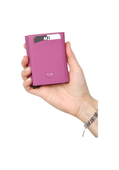 Mft Leather Hakiki Deri Erkek Mekanizmalı Cüzdan Retro 2660 Flother Mat Pembe