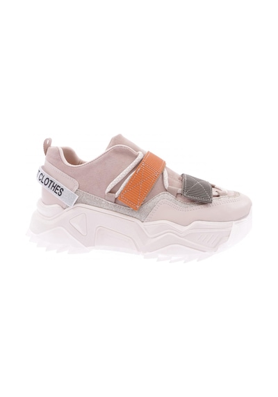 Dgn 65140-22y Kadın Mega Kalın Taban Simli Cırtlı Sneakers Ayakkabı 65140-2027-R8063 Bej