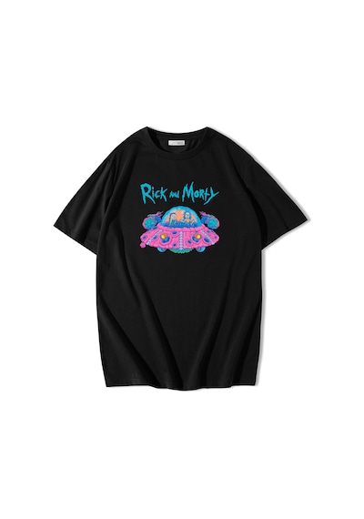 Brz Collection Unisex Oversize Rick And Morty Space Ship T-shirt-siyah Siyah