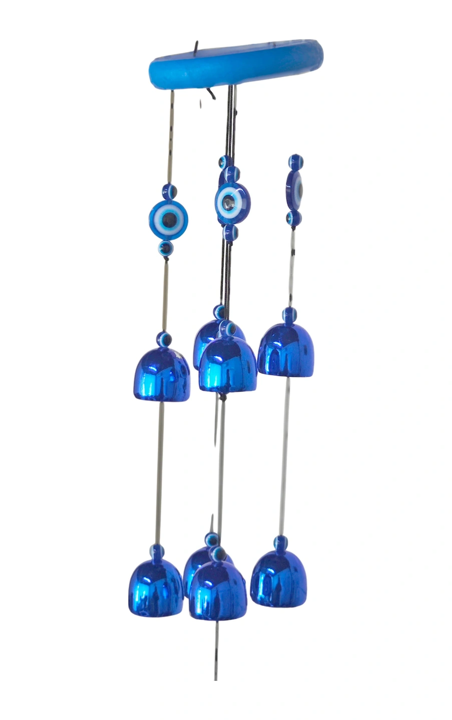 Feng Shui Nazar Boncuğu Rüzgar Çanı Metal Kötü Göze Karşı Dış Mekan Dekoratif Bahçe Kapı Süsü 65 Cm. 60  Cm