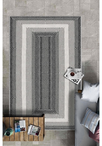 West Home Dijital Baskı Yıkanabilir Kaymaz Taban Mutfak Halısı Salon Halısı Ve Yolluk Wh 537 Black