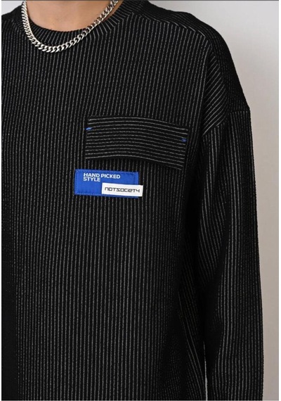Cep Detaylı Oversize Sweatshirt Siyah