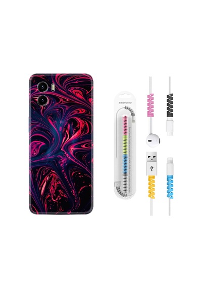 Vivo Y15S Kılıf Kablo Koruyuculu Red Damage 1682