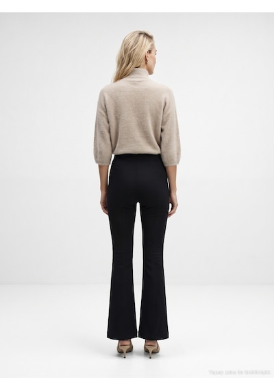 Dilvin 73037 Fermuar Detaylı Flare Pantalon-siyah