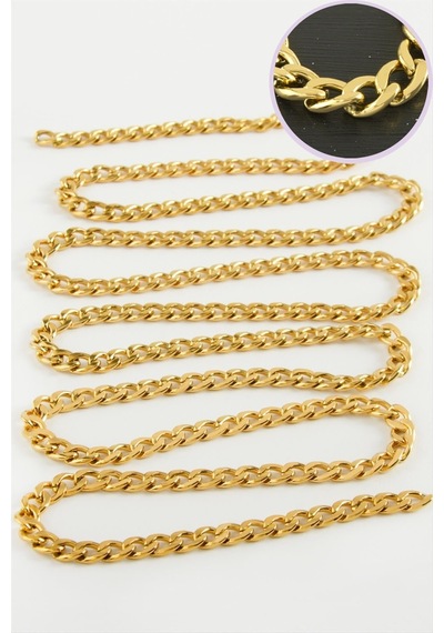 5 - 736 - Mm Düz Sarı Renkli Çelik Zincir - Spt-gld - 1 Metre
