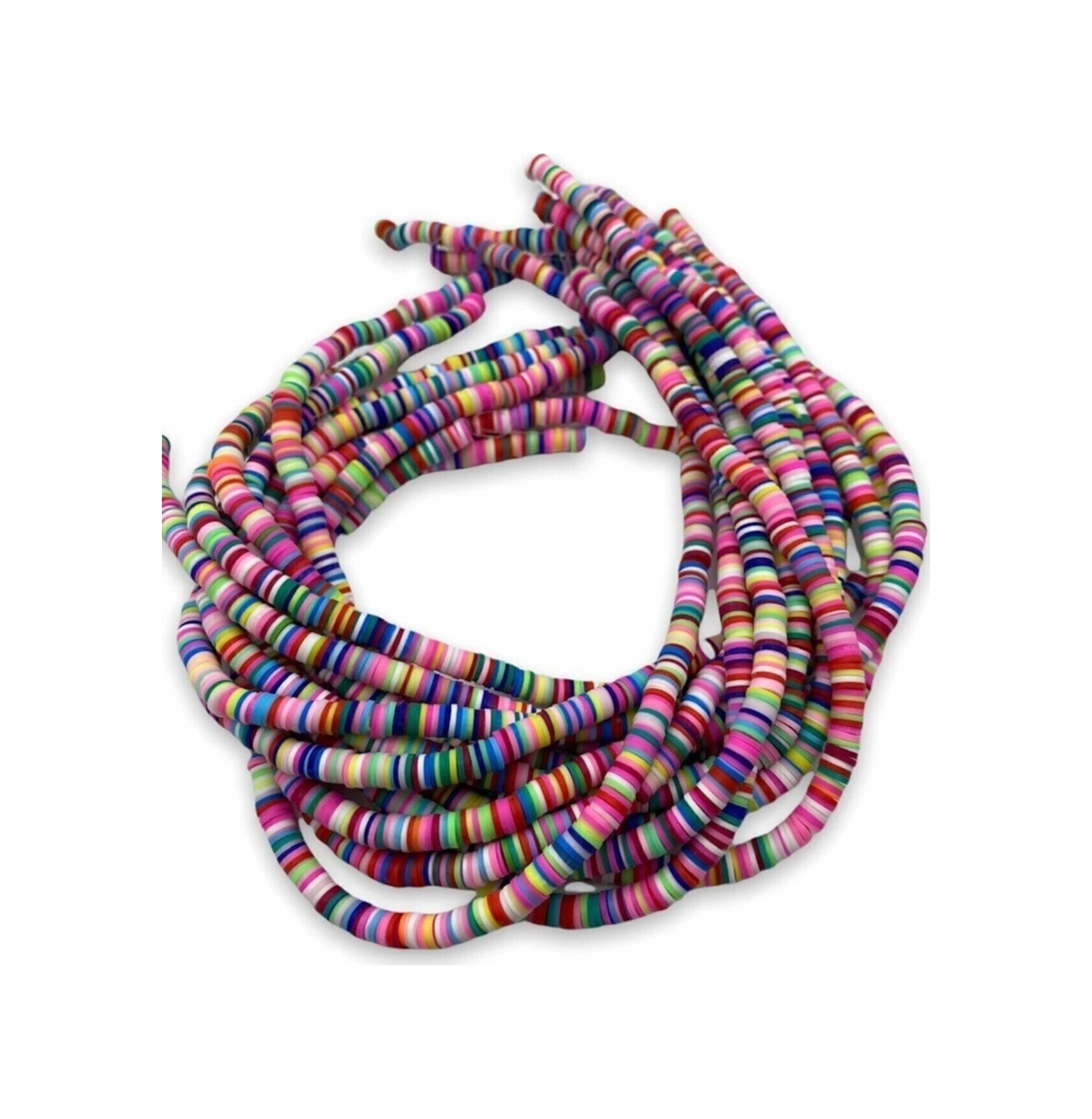 6mm Mix / Karışık Renkli Polimer Kil Fimo Boncuk Dizisi,40cm Hamur Boncuk Fimo Dizi