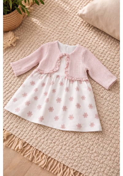 Uğur Bebe Birinci Pamuk Bolero Modeli Kız Bebek Penye Elbise Çiçek Desenli Şık Günlük & Özel Gün Pudra Pudra Uğur Bebe Birinci Pamuk Bolero Modeli Kız Bebek Penye Elbise Çiçek Desenli Şık Günlük & Özel Gün Pudra Pudra