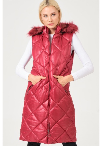 Z6717 Dewberry Bayan Yelek-düz Bordo Düz Bordo