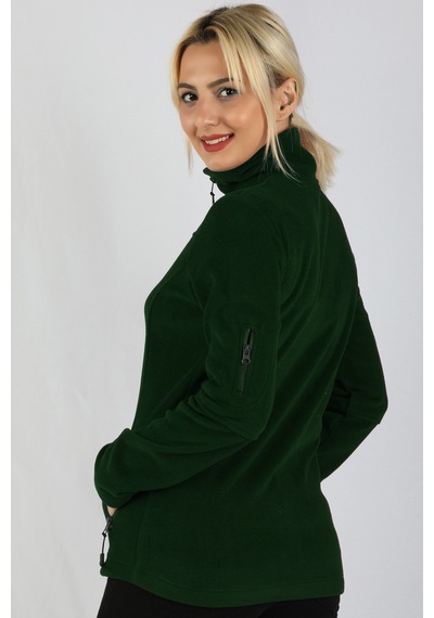 Polar Kadın Kol Fermuarlı Sweatshirt Yeşil